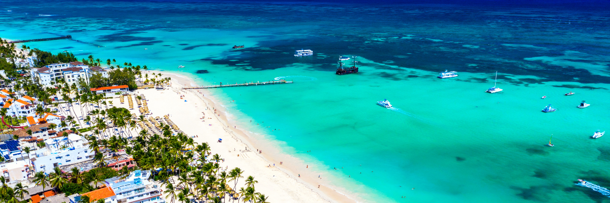 Sky view of a beach in the Dominican Republic