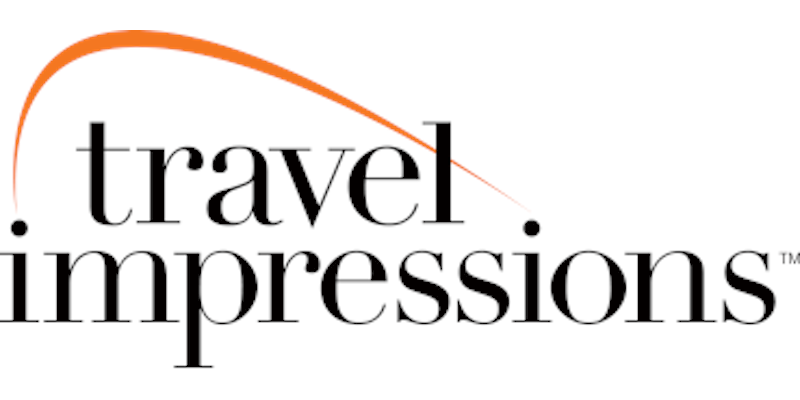 logo with black font and orange line for 'Travel Impressions' company